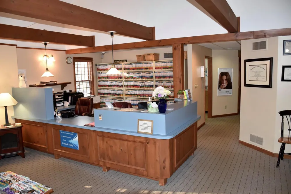 Reception desk and waiting area at Dr. Melevsky's office